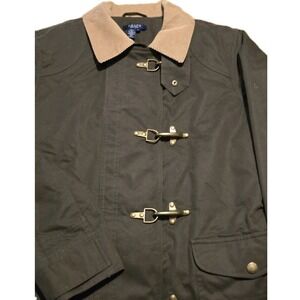 Size M - Chaps Vintage Fireman Clasp Quilted Deck Coat Jacket Womens Olive